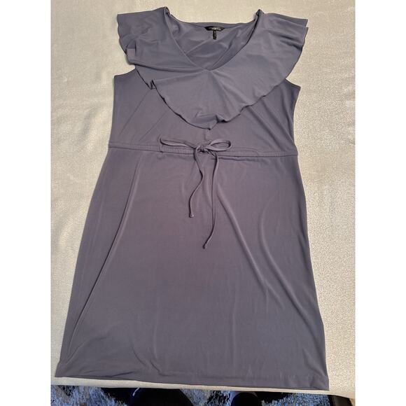 Daisy Fuentes Dress Blue Gray Purple Women's Small Tie Waist Ruffle Spring Summe - Picture 1 of 5